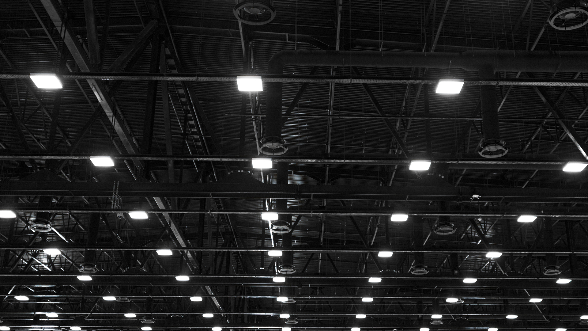 Exhibition hall with black ceiling