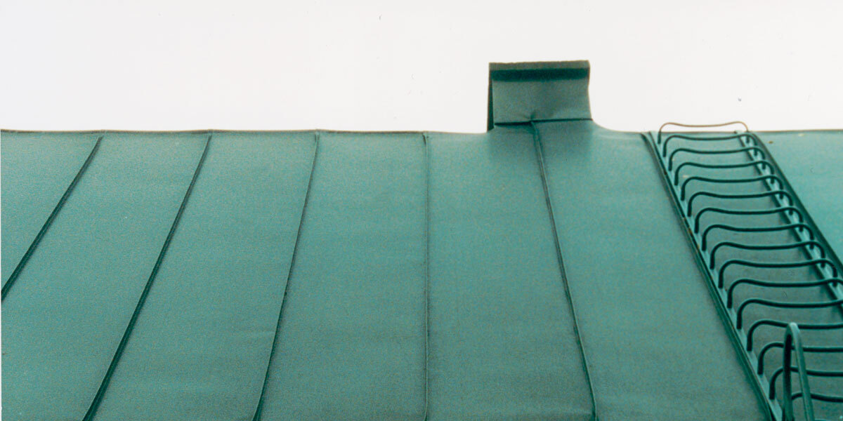 green sheet metal roof