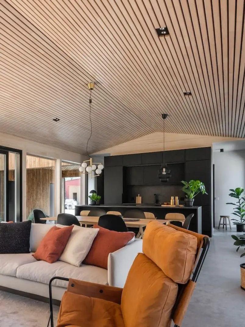 Interior panels installed on ceiling