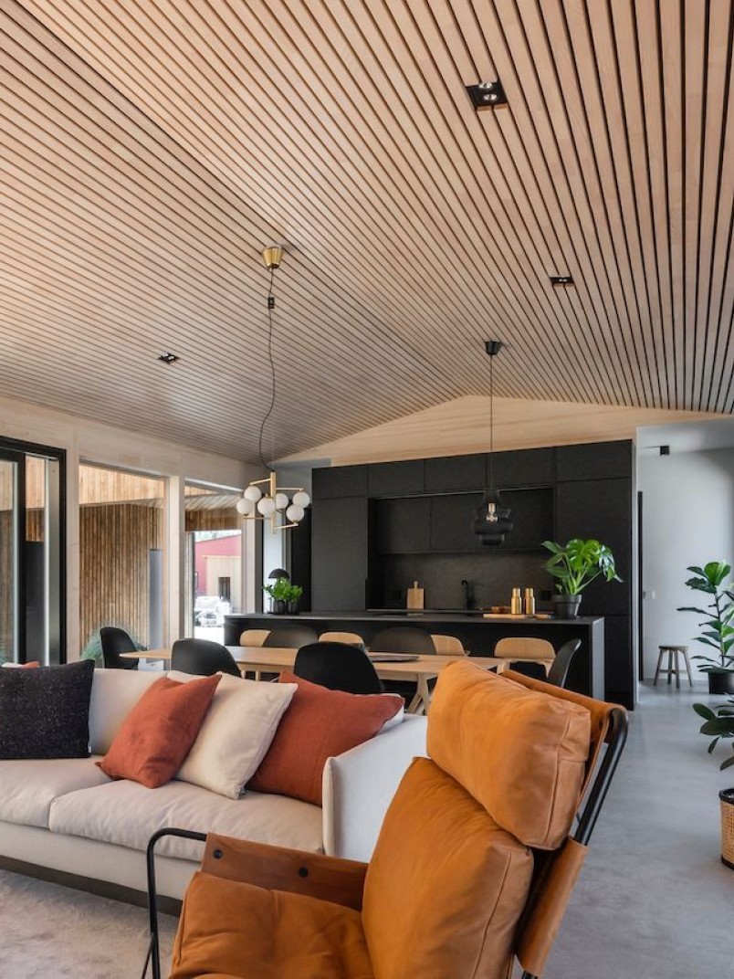 Interior panels installed on ceiling