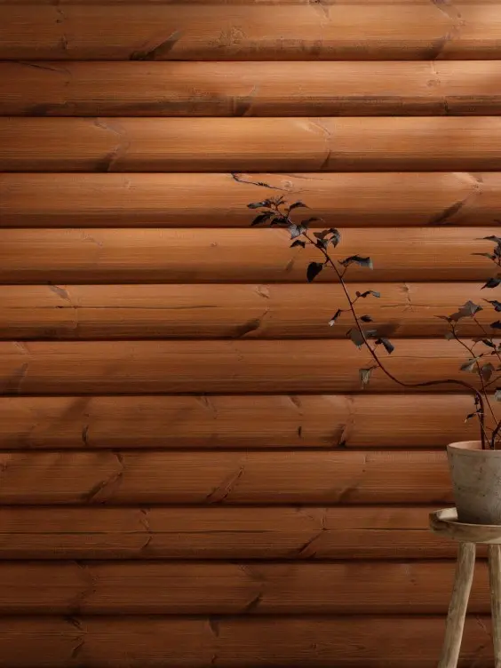 Brown colour log house wall