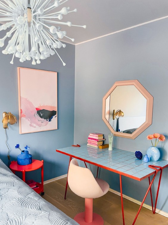 blue colour living room 