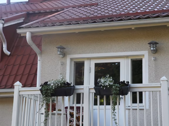 painting balcony rails and entrance 