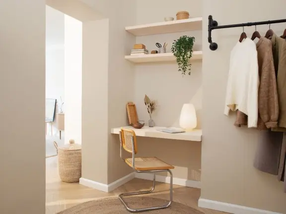 beige colour wall for home office