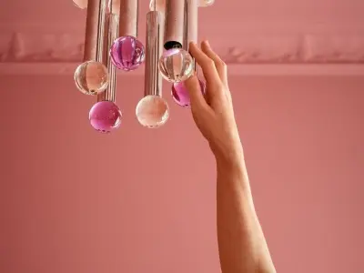 pink ceiling and walls in living room