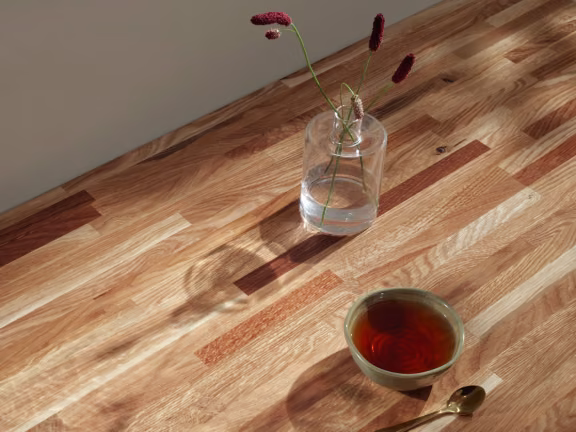 wooden kitchen desk treated by furniture oil 