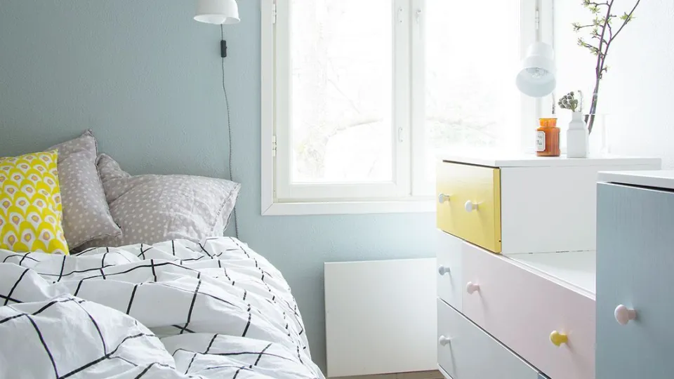 pastel painted bedroom