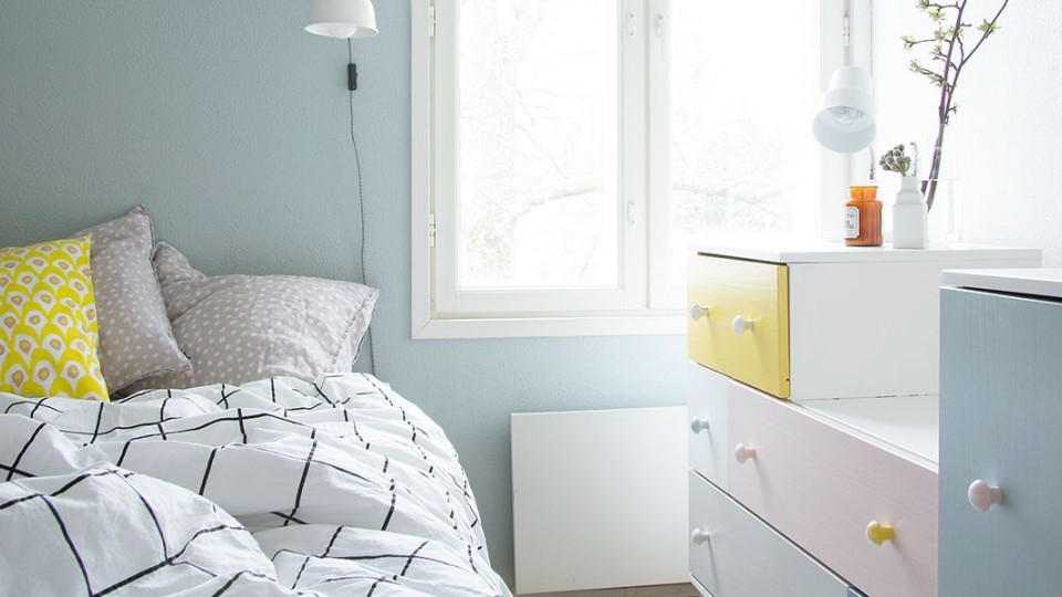 pastel painted bedroom