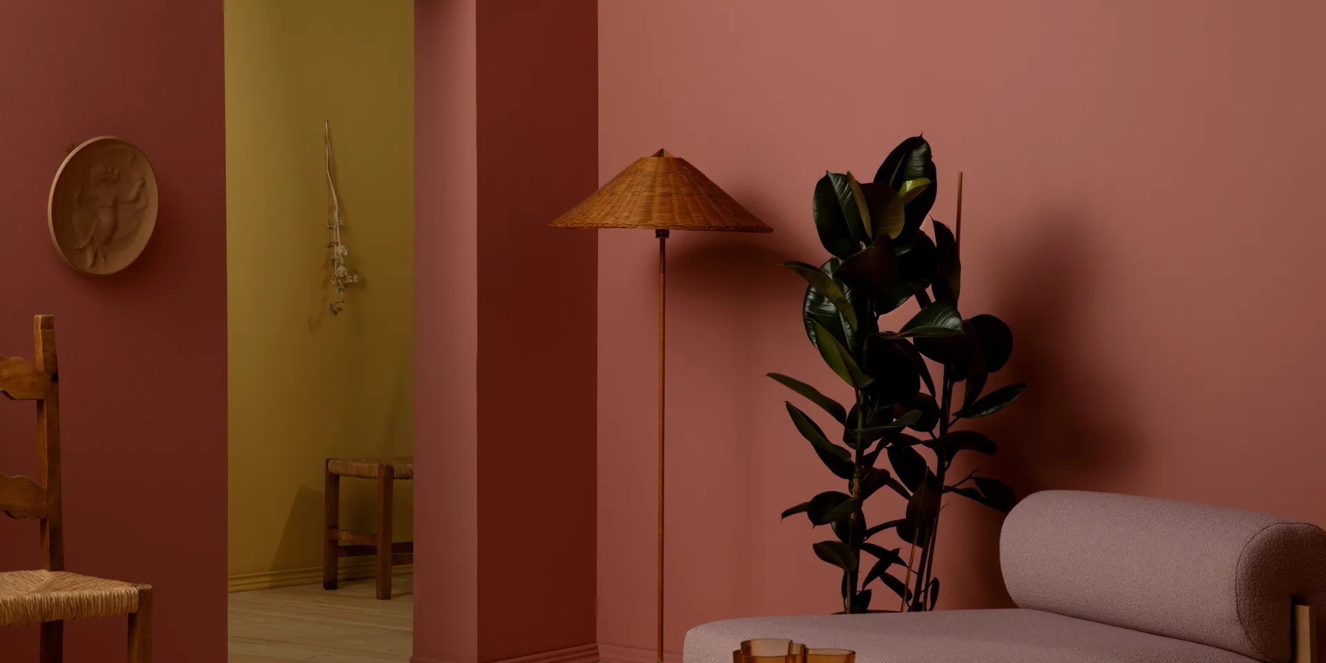 Bold usage of colours creates a warm and cosy atmosphere