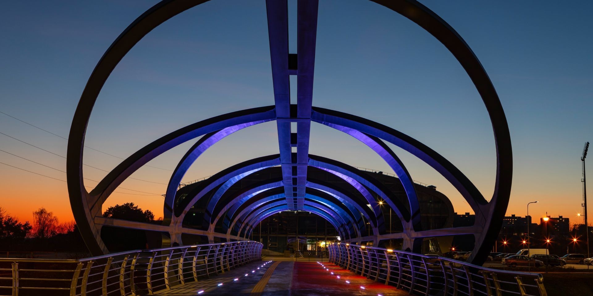 Smart and colourful pedestrian bridge attracts attention with its futuristic form