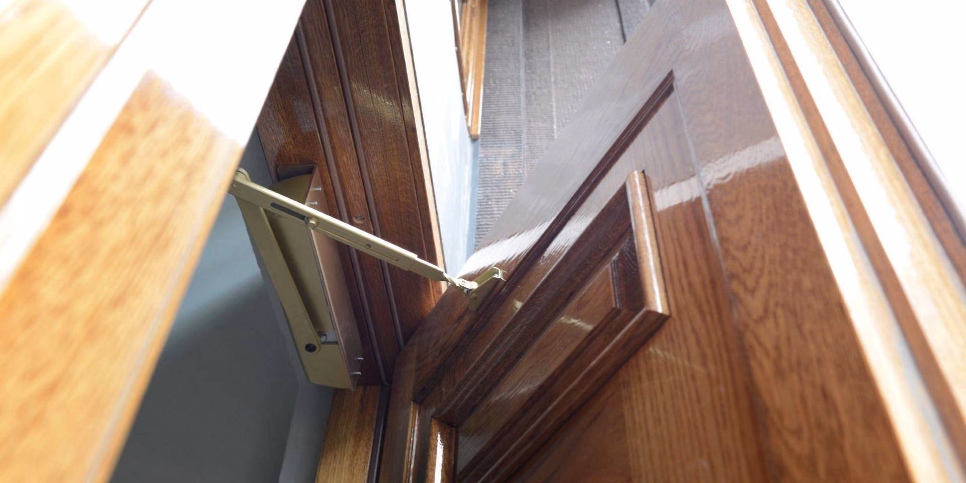 Close up of a wooden exterior door