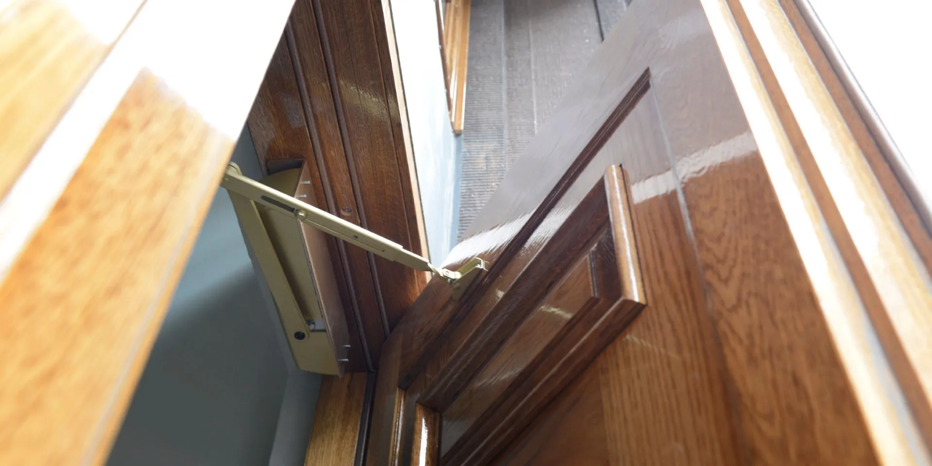 Close up of a wooden exterior door