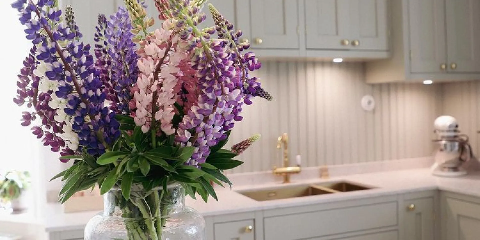 Bouquet of flowers on a kitchen table