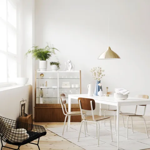 living room with neutral colours on walls and furniture