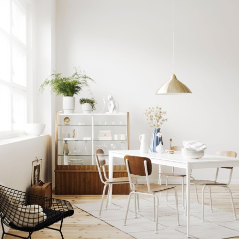 living room with neutral colours on walls and furniture