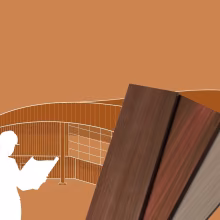 Architects looking at a wooden building