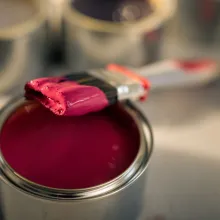 Paint brush with paint can