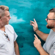 Two painters talking