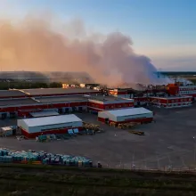 Large warehouse on fire