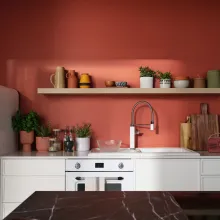 Red kitchen wall