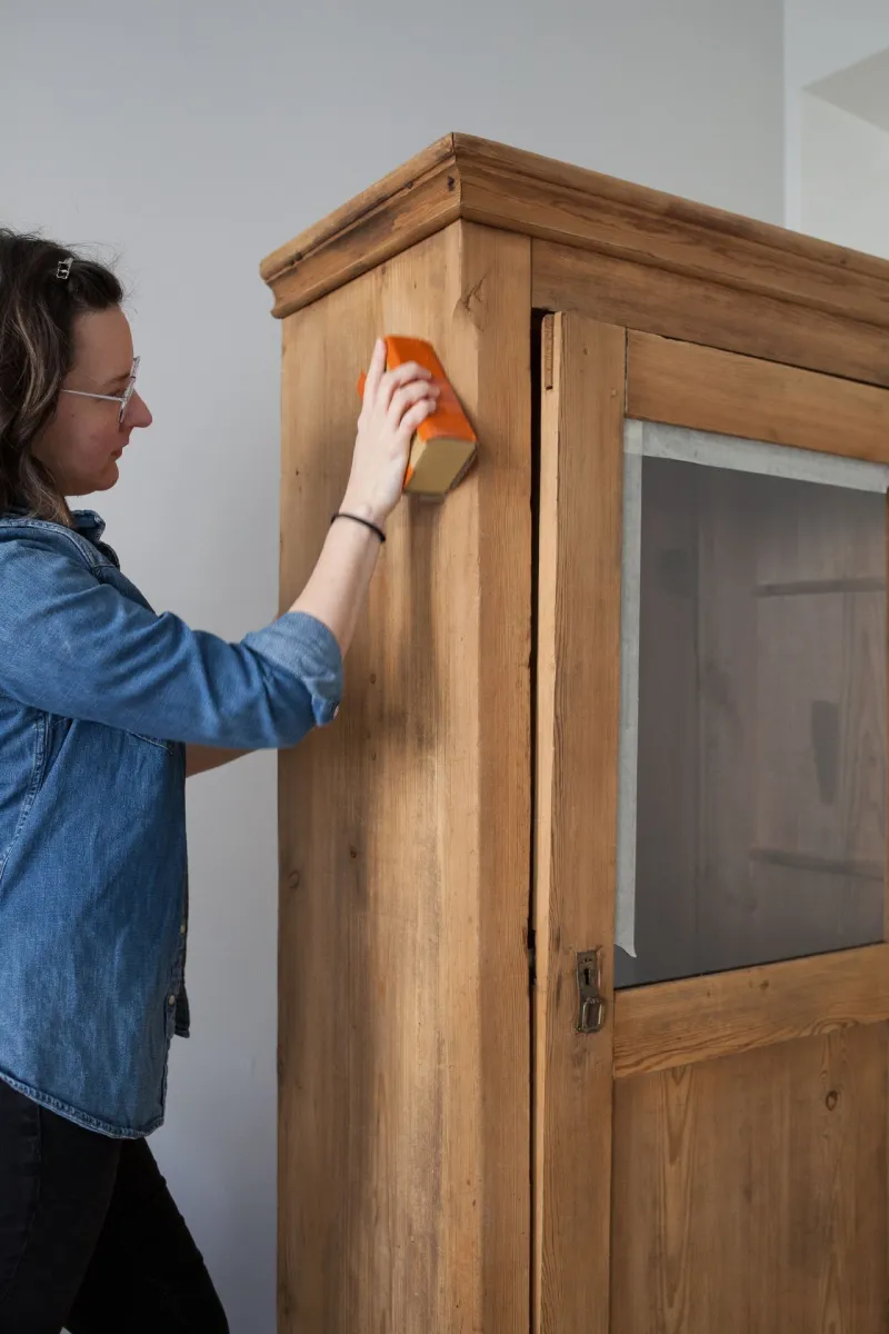 Sand the cabinet