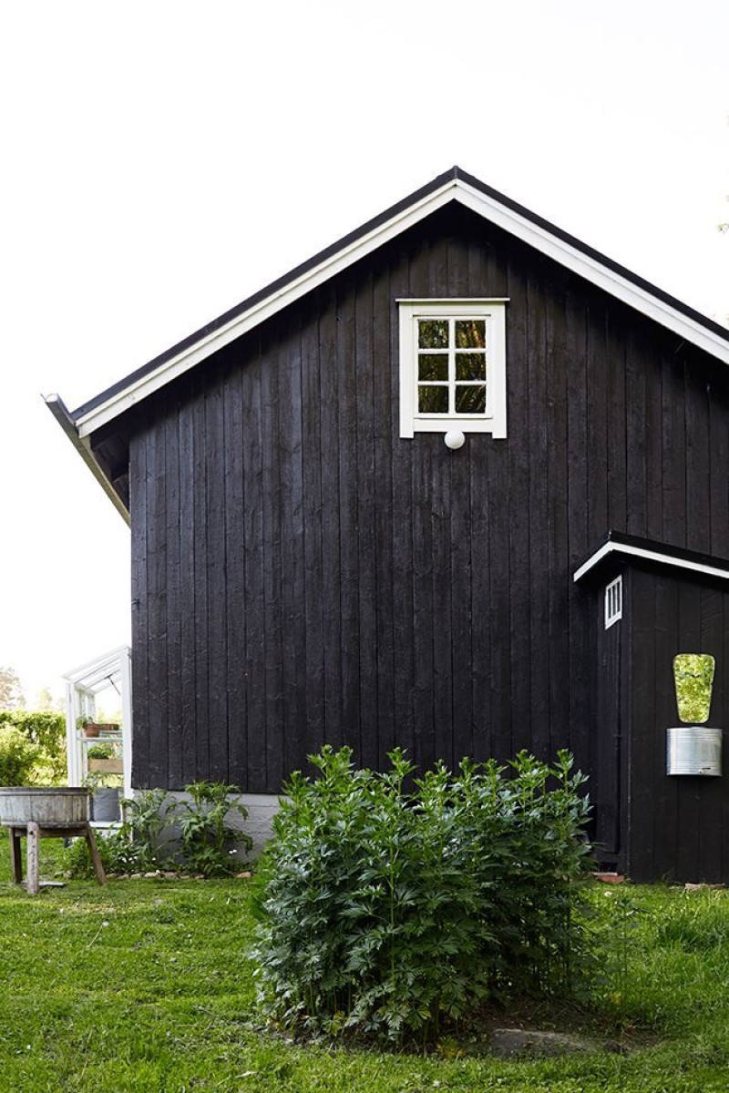 painting barn into black