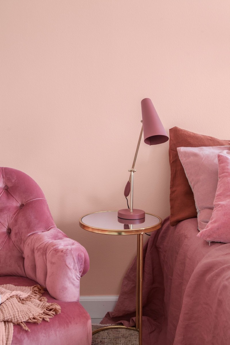 pink flamingo colour wall in bedroom