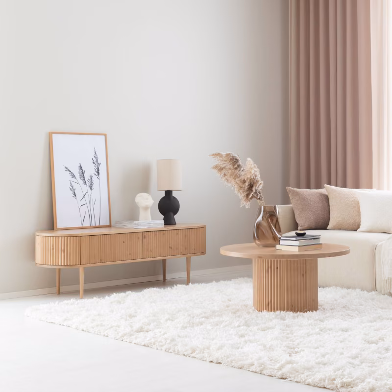 Wooden TV shelf