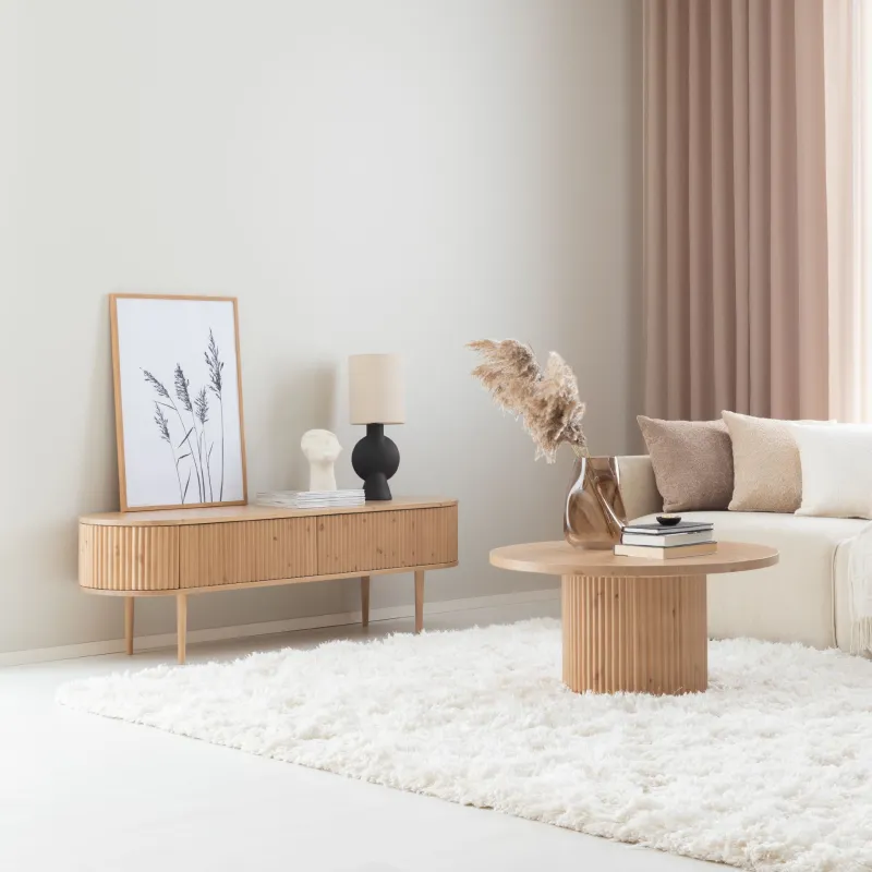 Wooden TV shelf